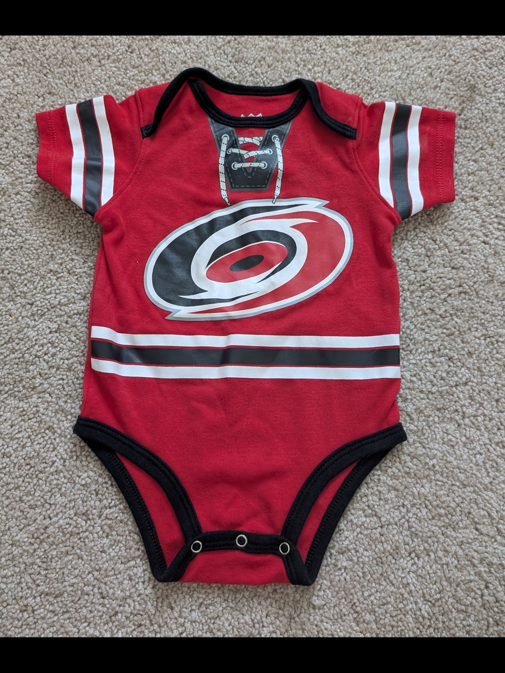 NHL Red and Black Baby One-Piece Bodysuit with Team Logo